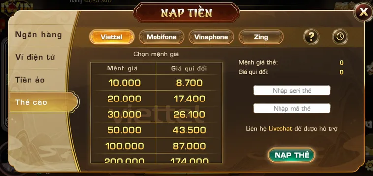 Nạp tiền thẻ cào an toàn tiện lợi bảo mật  - hỗ trợ mọi nhà mạng.